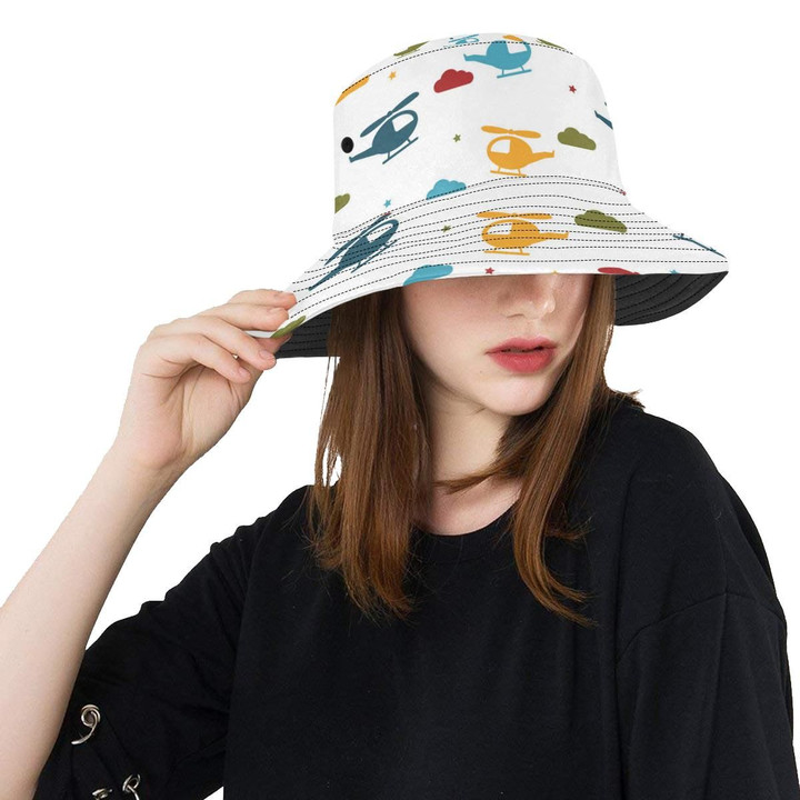 Cute Colorful Helicopter Pattern Unisex Bucket Hat
