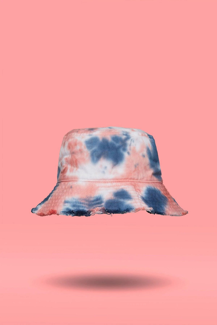 Grey Pink And White Drenched Pattern Bucket Hat