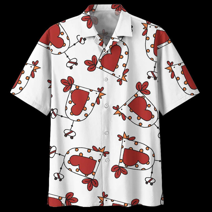 Chicken White Amazing Design Unisex Beach Summer 3D Hawaiian Shirt