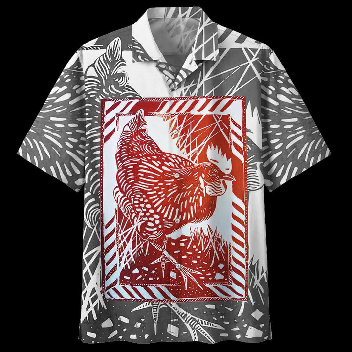Chicken Gray High Quality Unisex Beach Summer 3D Hawaiian Shirt