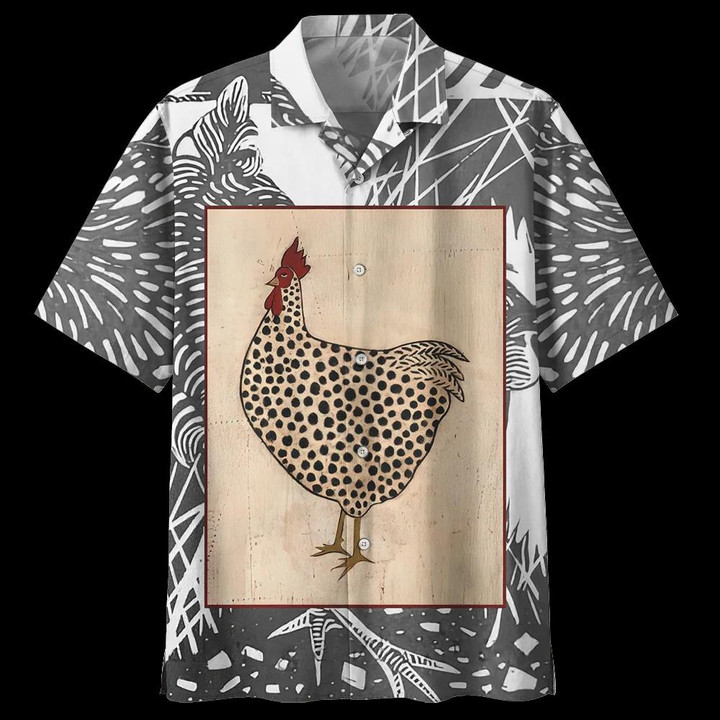 Chicken Gray Unique Design Unisex Beach Summer 3D Hawaiian Shirt
