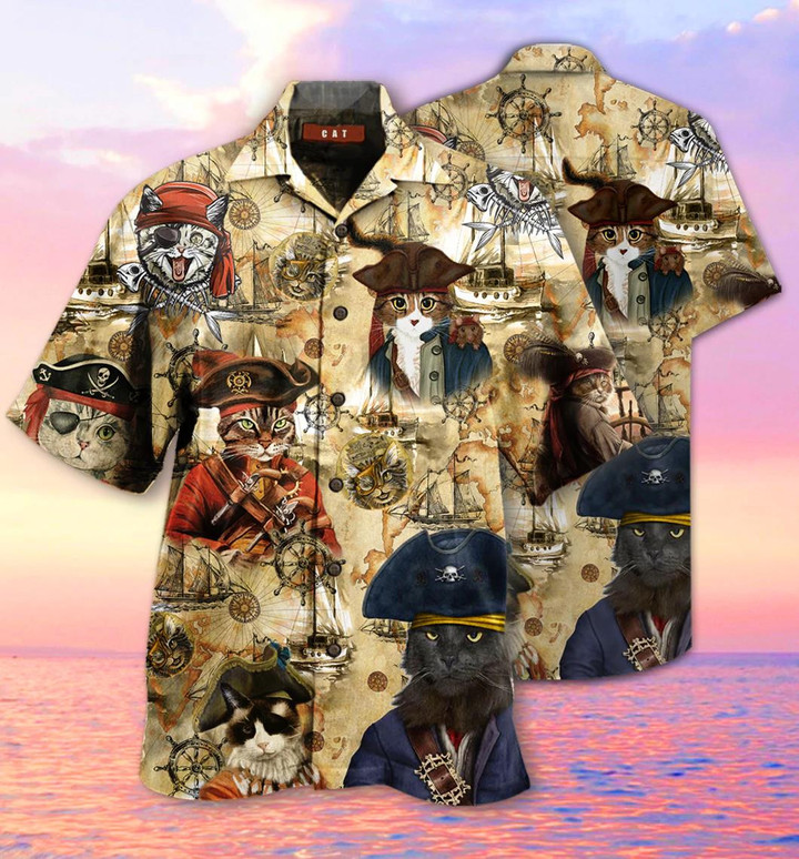 Amazing Pirate Cat Beach Summer 3D Hawaiian Shirt