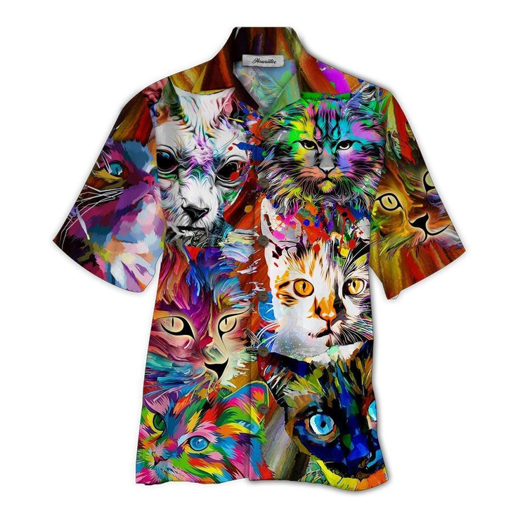 Cat Colorful Amazing Design Unisex Beach Summer 3D Hawaiian Shirt