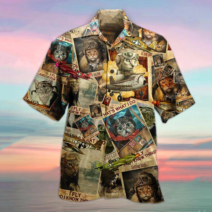 Amazing Pilot Cat Beach Retro Beach Summer 3D Hawaiian Shirt