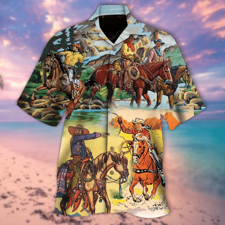 Real Men Ride Horses 3D Hawaiian Shirt