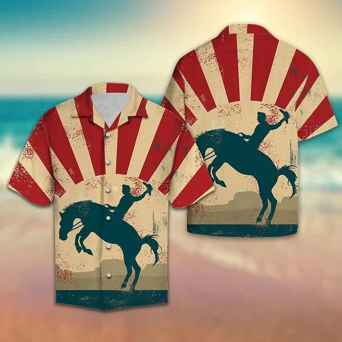 Cowboy Wild Horse Beach Summer 3D Hawaiian Shirt