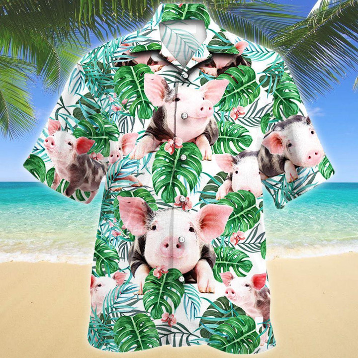 Pig Tropical Plant 3D Hawaiian Shirt