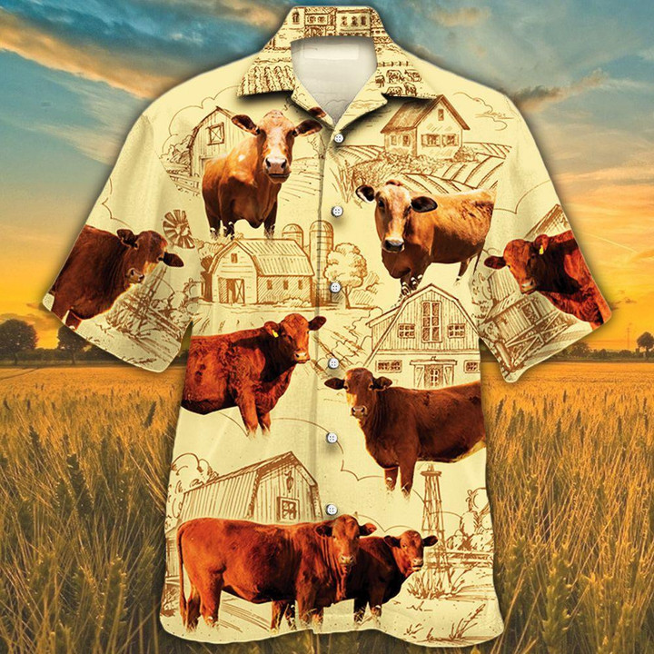 Beefmaster Cattle Lovers Farm Beach Summer 3D Hawaiian Shirt