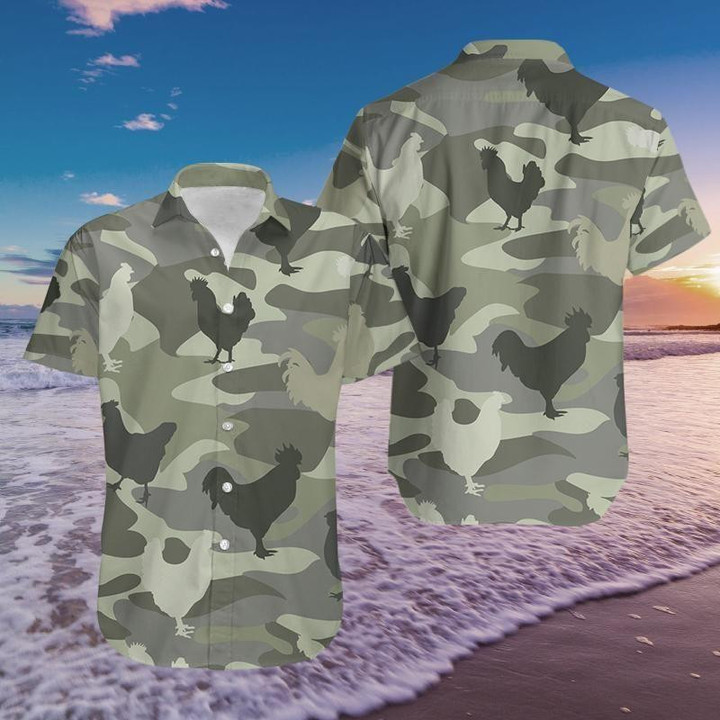 Beach Shirt Get Now Chicken Camo Hawaiian Aloha Shirts 3D Hawaiian Shirt