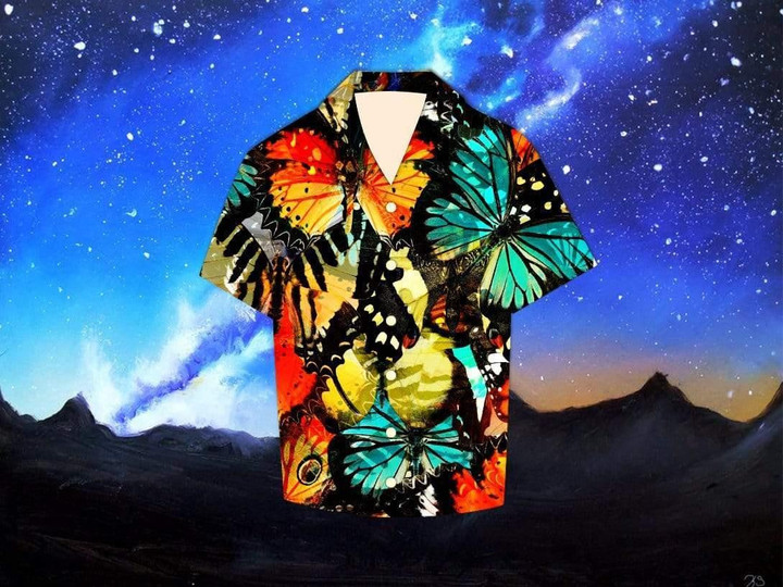 Colorful Butterfly Pattern 3D Hawaiian Shirt