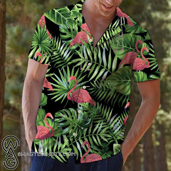 Beach Shirt Tropical Hawaii Flamingo Beach Summer 3D Hawaiian Shirt