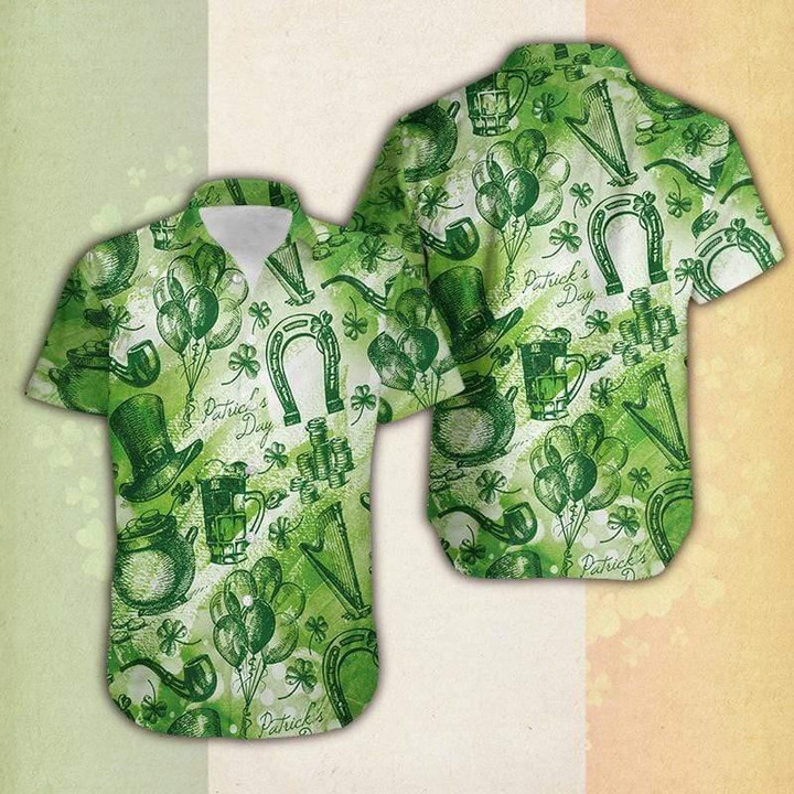 Whole Green SaintPatrick's Day Vintage Beach Summer 3D Hawaiian Shirt