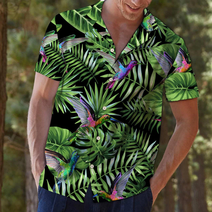 Hummingbird Green Tropical Leaves G5702 3D Hawaiian Shirt