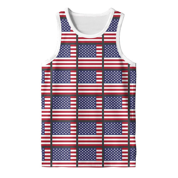 Classic Pattern Of Independence Day USA Flags 3D Men's Tank Top