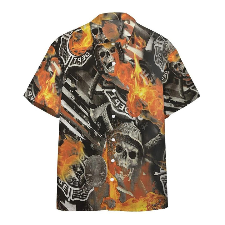 Skull Firefighter 3D Hawaiian Shirt Gift For Firefighter