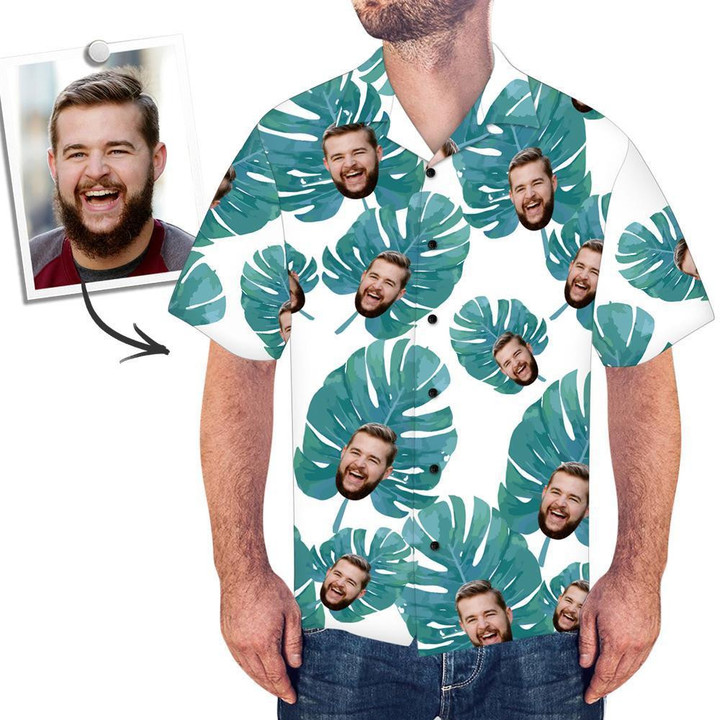 Funny Leaves Custom Image With Face Funny 3D Hawaiian Shirt