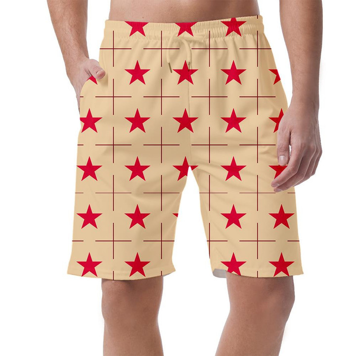 Perfect Illustrated Pink Stars With Plus Stripe Pattern Can Be Custom Photo 3D Men's Shorts