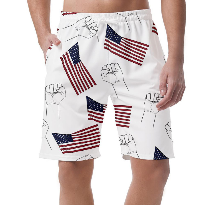 Proud Flag Of America And Sketch Hand Pattern Can Be Custom Photo 3D Men's Shorts