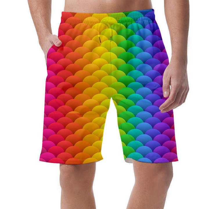 Perfect Rainbow Pattern Geometric In The Shape Of Mermaid Scale Can Be Custom Photo 3D Men's Shorts