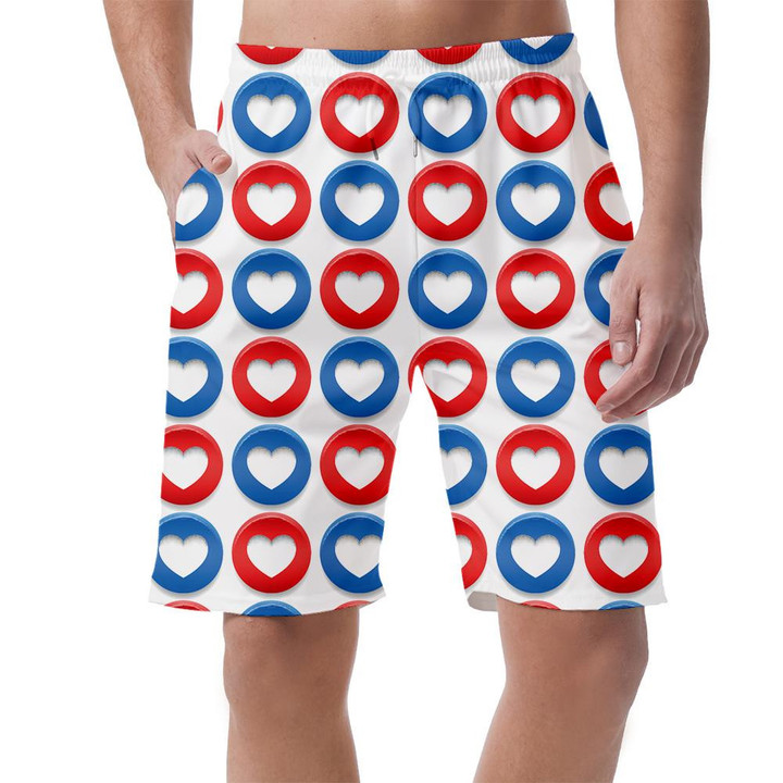 Patterns With Circles And Hearts In The US NNational Colors Can Be Custom Photo 3D Men's Shorts