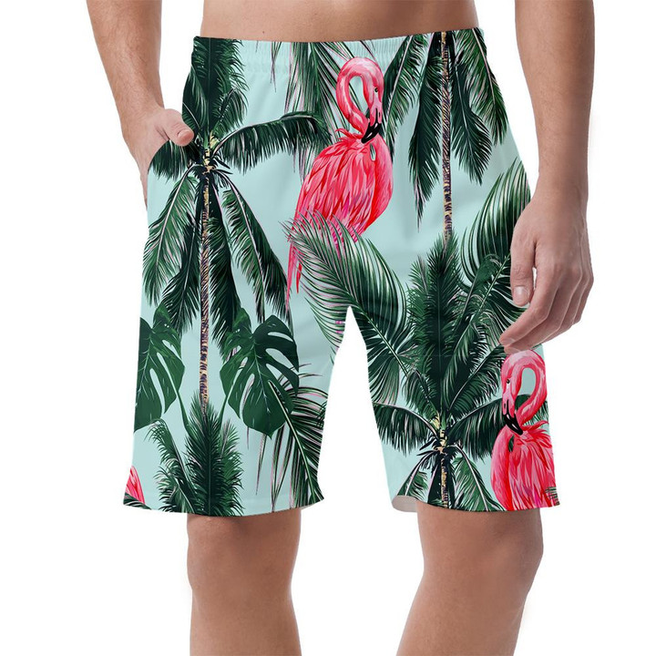 Pink Flamingo Tropical With Palm Tree Can Be Custom Photo 3D Men's Shorts