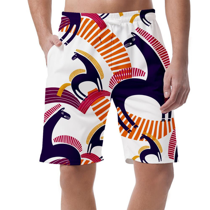 Pink And Golden Horses And Abstract Geometric Can Be Custom Photo 3D Men's Shorts