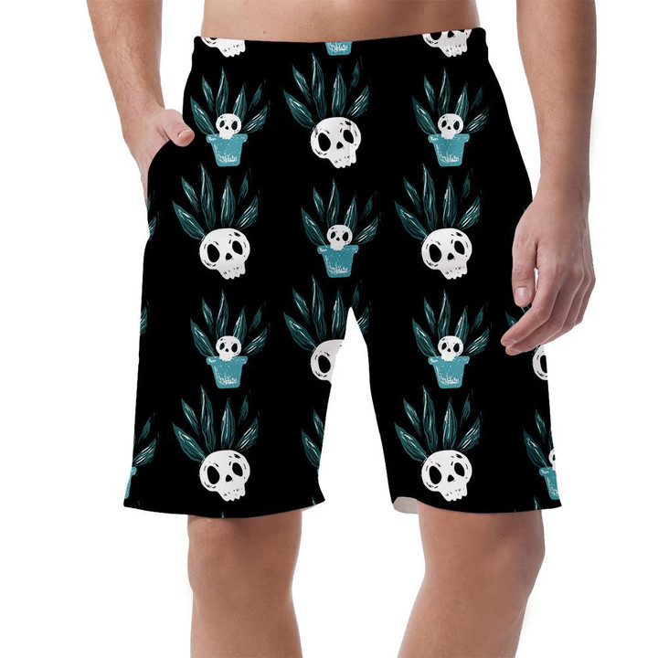 Succulent And Human Skull On Black Background Can Be Custom Photo 3D Men's Shorts