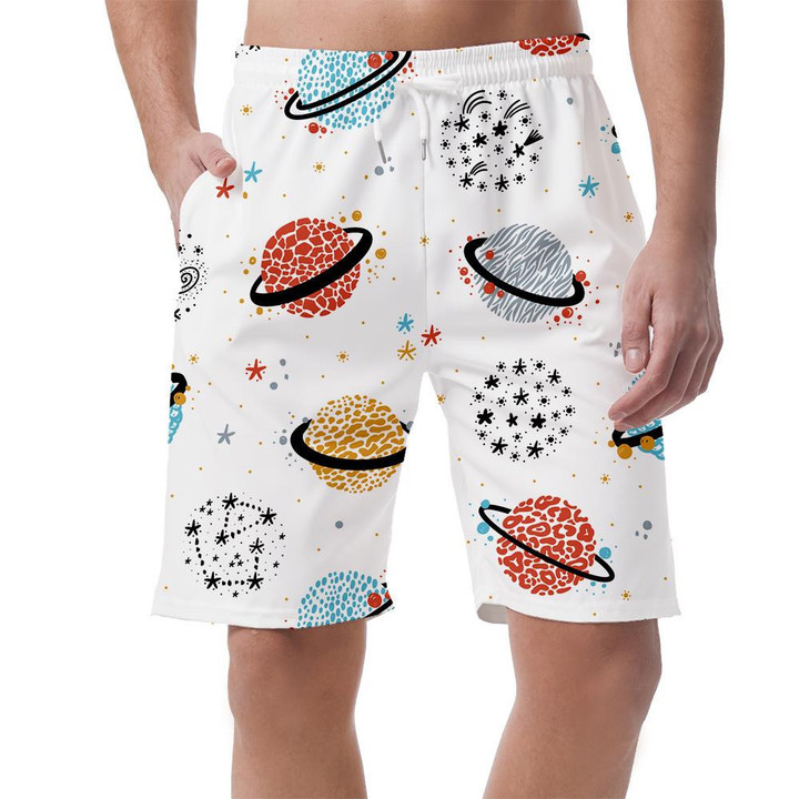Stars Space Fantastic Planets With Wild Animal Print Skin Can Be Custom Photo 3D Men's Shorts