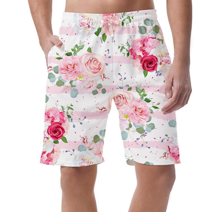 Small Romantic French Bouquets Red And Pink Flower Pattern Can Be Custom Photo 3D Men's Shorts