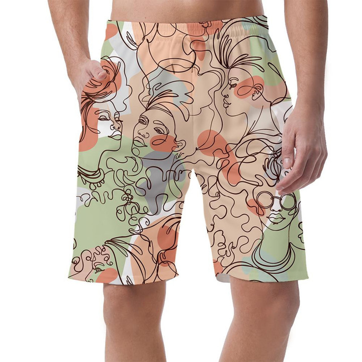 Simple One Line Drawing Of Pretty Woman Pattern Can Be Custom Photo 3D Men's Shorts