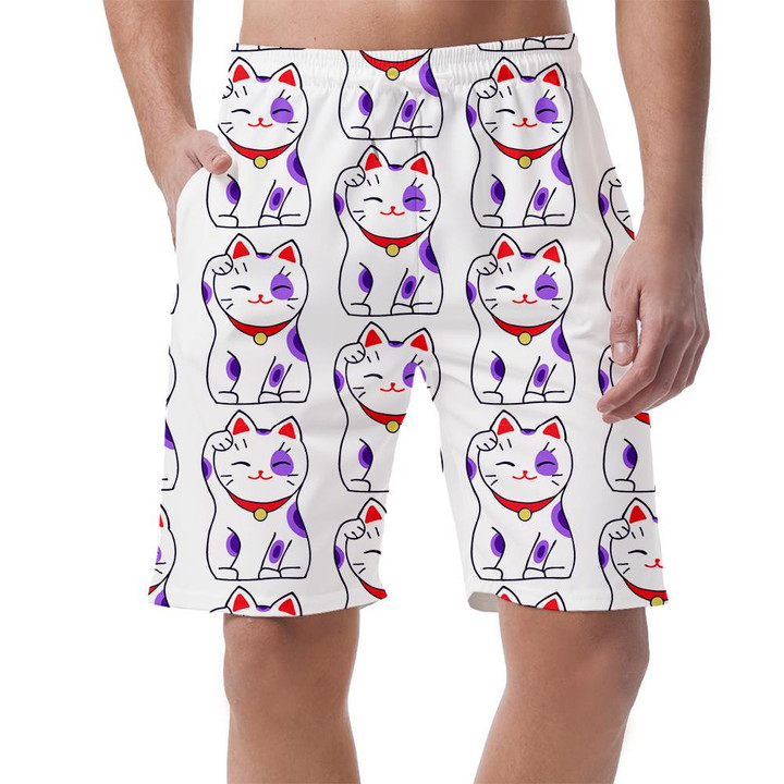 Sitting Hand Drawn Lucky Cats Japanese Culture Can Be Custom Photo 3D Men's Shorts