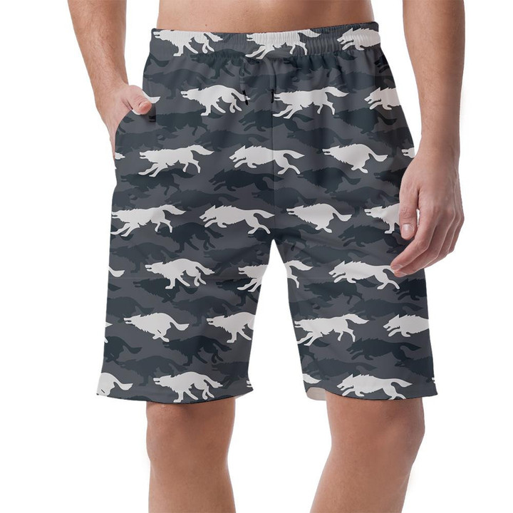 Running Wolf On Gray Background Fans Of Hunting Can Be Custom Photo 3D Men's Shorts
