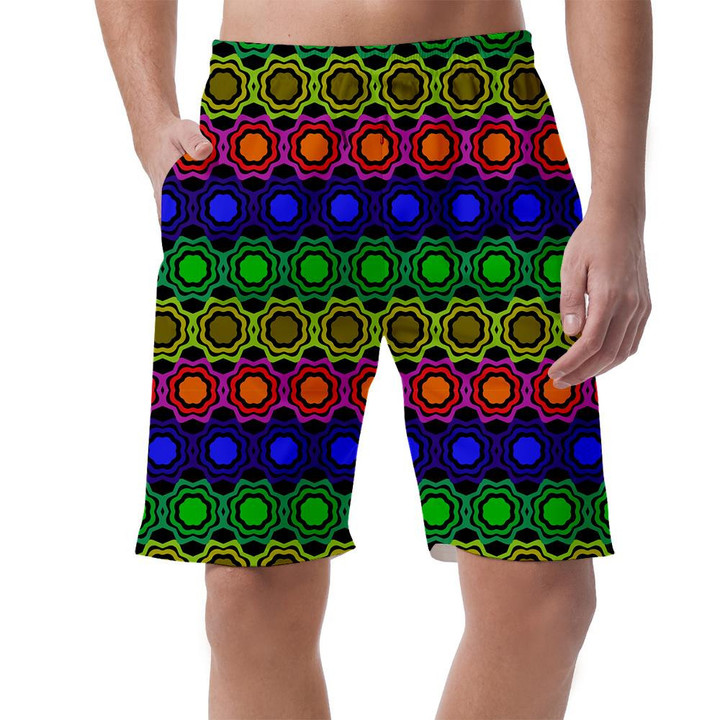Psychedelic Colorful Ornament Multicolor Small Flowers Pattern Can Be Custom Photo 3D Men's Shorts