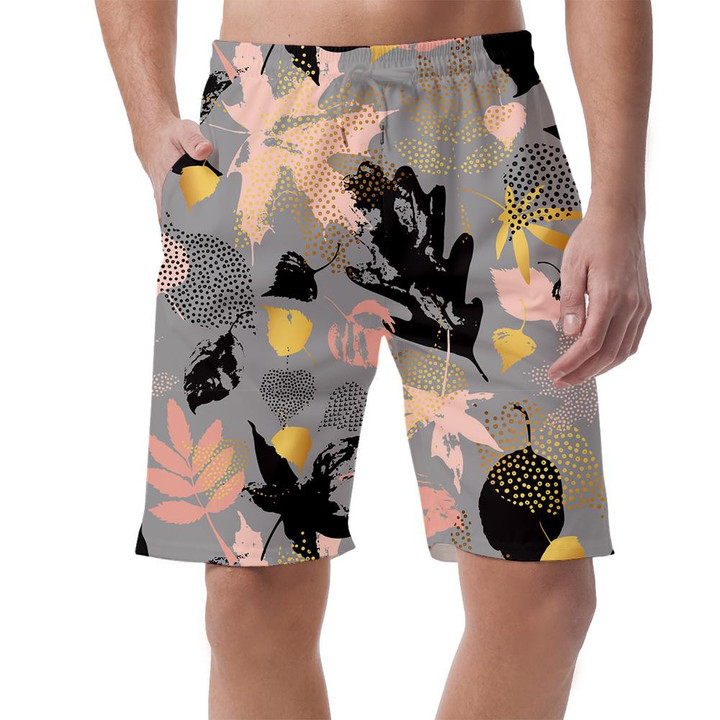 Retro Painting Autumn Maple Leaves Hand Drawn Texture Can Be Custom Photo 3D Men's Shorts