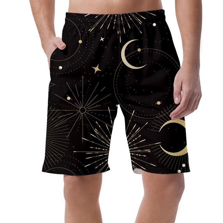 Sun And Moon Tarot Sign In Black Background Can Be Custom Photo 3D Men's Shorts