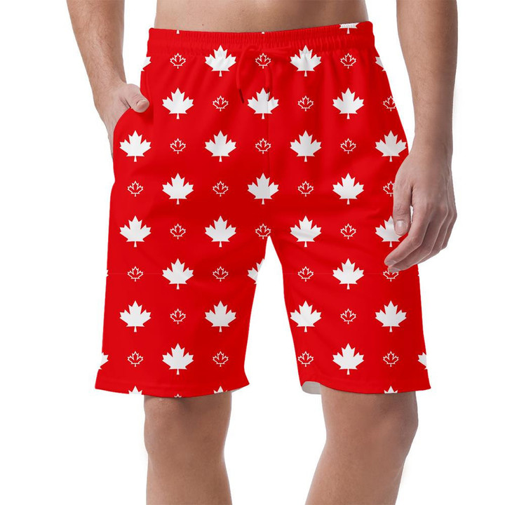 Repeating National Canadian White And Red Maple Leaves Can Be Custom Photo 3D Men's Shorts