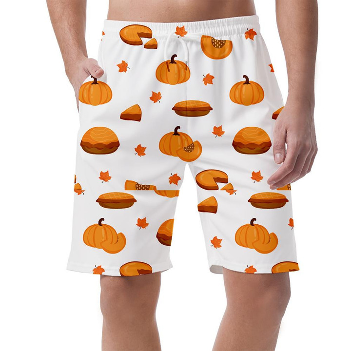 Thanksgiving Pumpkin Pie With Pumpkin Autumn Leaves Can Be Custom Photo 3D Men's Shorts