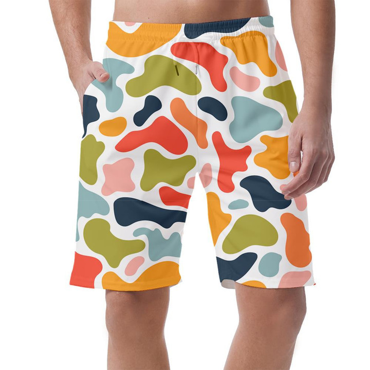 Rainbow Cow Skin Decorative Shapes And Silhouettes Repeated Background Can Be Custom Photo 3D Men's Shorts