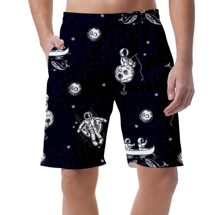 Space Background Design Astronauts Swim In A Canoe Can Be Custom Photo 3D Men's Shorts