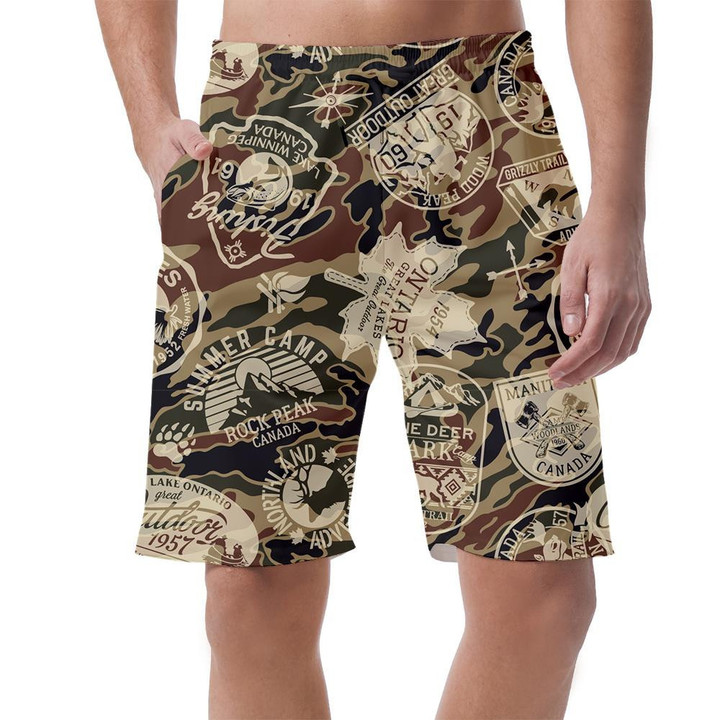 Retro Canada Stickers Camouflage Background Pattern Can Be Custom Photo 3D Men's Shorts