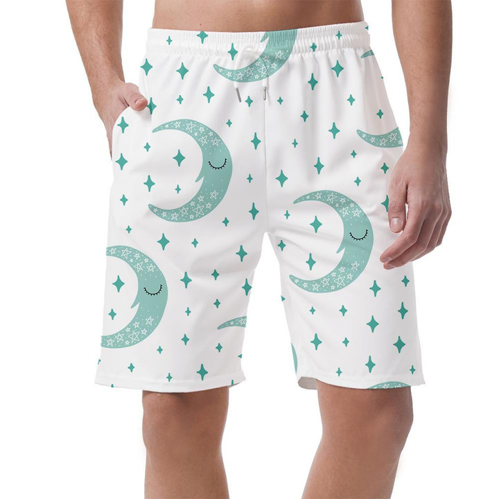 Sleeping Blue Moon And Star On White Background Can Be Custom Photo 3D Men's Shorts