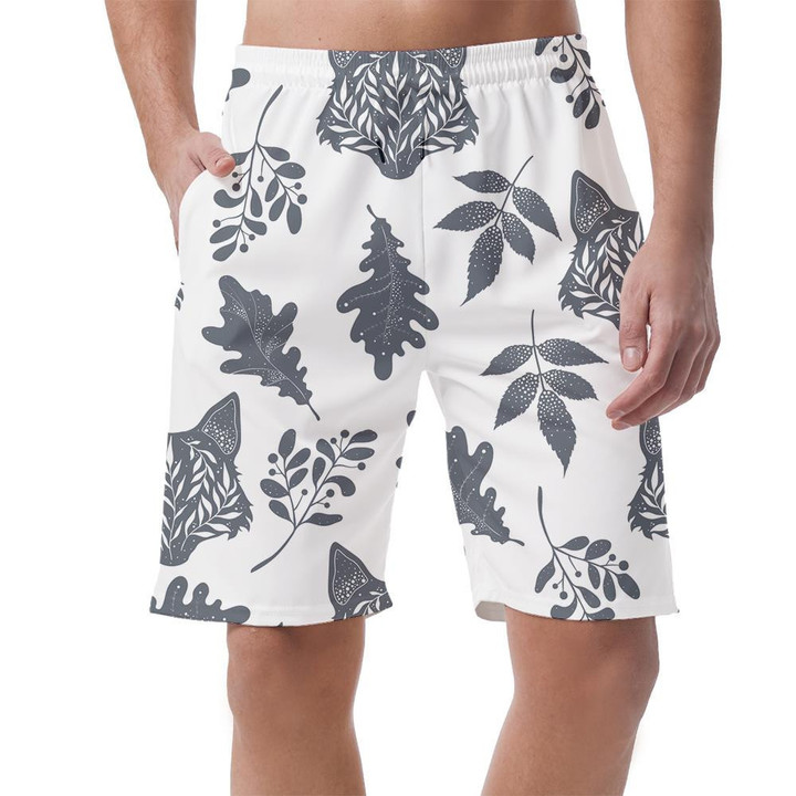 Silhouettes Of Wolf Animals And Plants With Floral Can Be Custom Photo 3D Men's Shorts