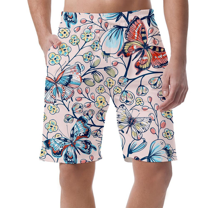Theme Colorful Butterflies With Vintage Flowers Can Be Custom Photo 3D Men's Shorts