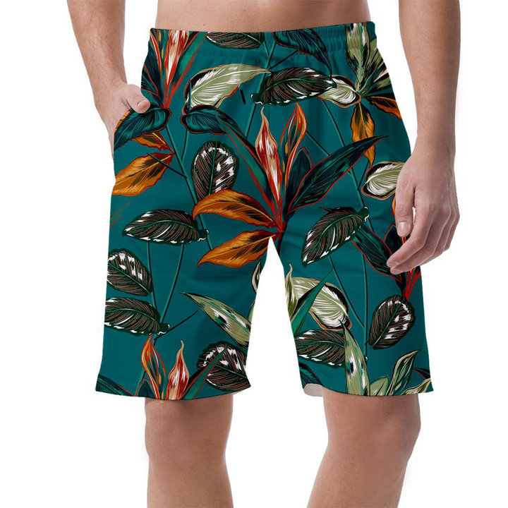 Retro Tropical Forest Botanical Motifs Scattered Pattern Can Be Custom Photo 3D Men's Shorts