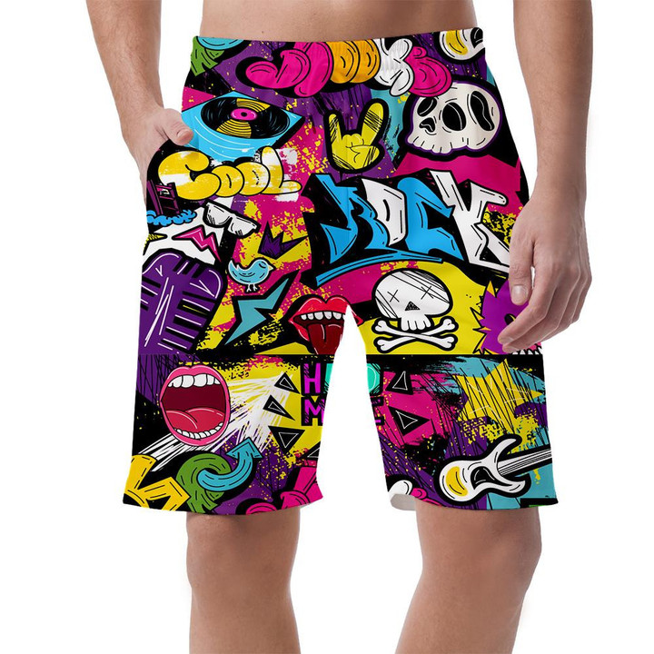 Psychedelic Graffiti Colorful Background Music Themed Design Can Be Custom Photo 3D Men's Shorts