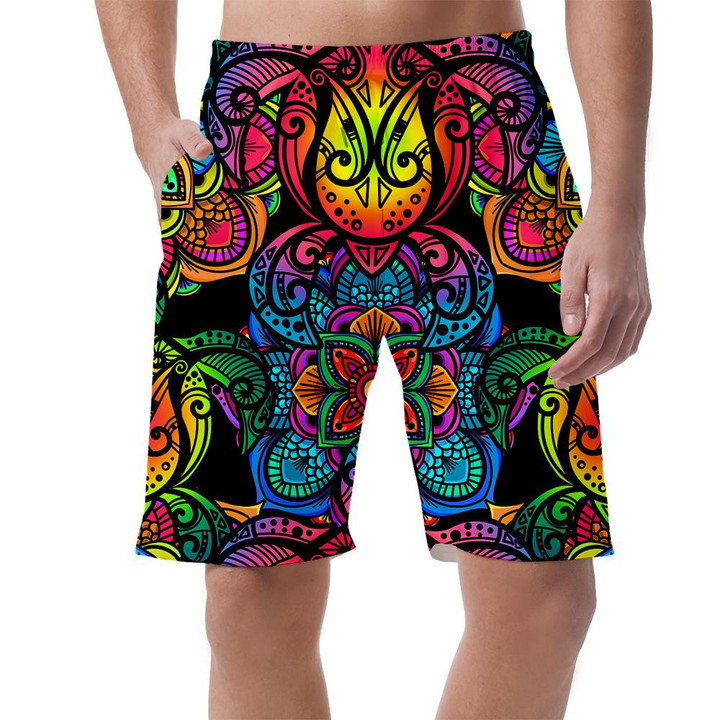 Sea Turtle In Psychedelic Multicolor Ocean Waves Can Be Custom Photo 3D Men's Shorts