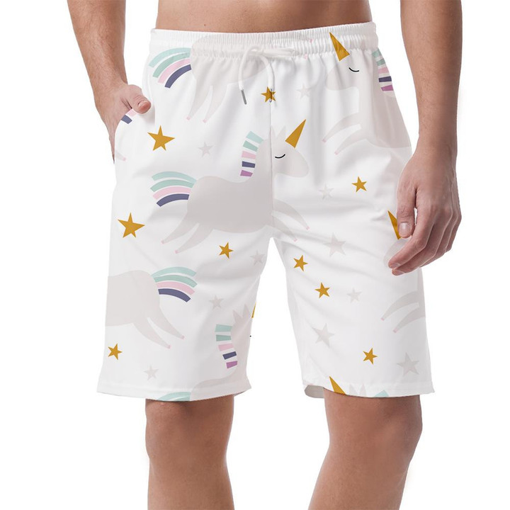 Swaddles With Unicorn Baby Apparel And Bright Stars Pattern Can Be Custom Photo 3D Men's Shorts