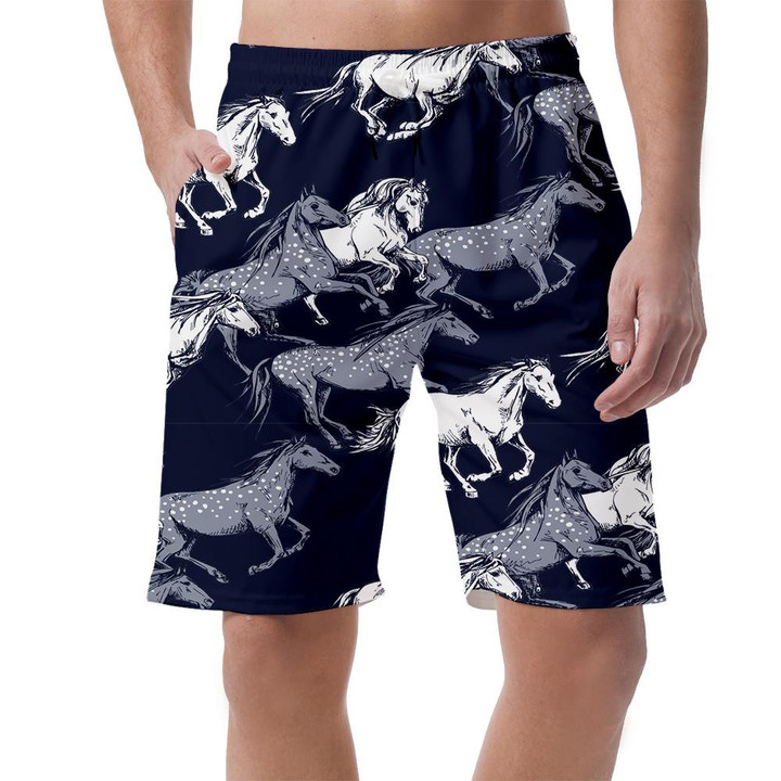 The Running Beautiful White And Gray Horses Can Be Custom Photo 3D Men's Shorts