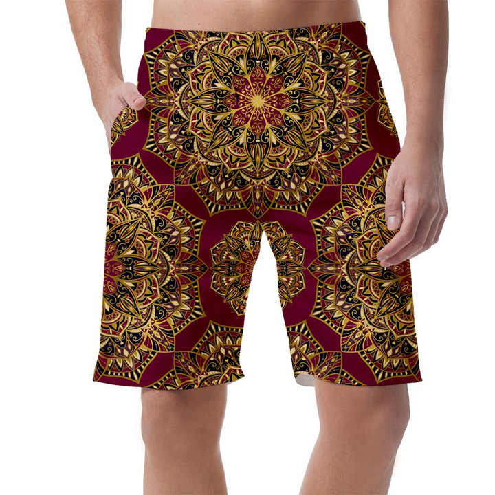 Right Ornament Of Mandalas With Gold Contour Can Be Custom Photo 3D Men's Shorts