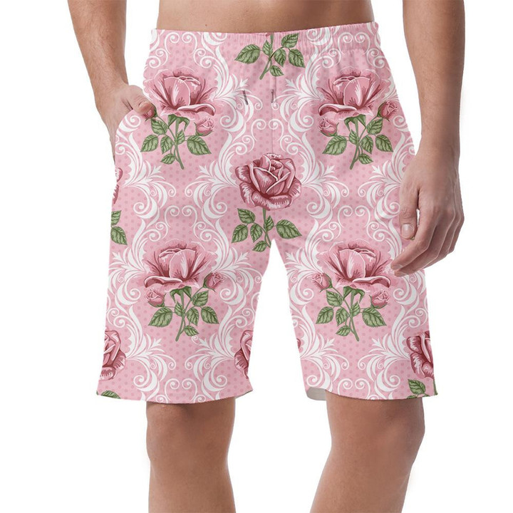 Retro Flower Beautiful Pastel Pink Roses Branch Unique Texture Can Be Custom Photo 3D Men's Shorts
